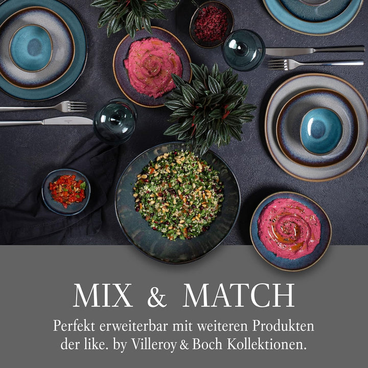 like. by Villeroy &amp; Boch - Lave gris Geschirr Set aus Steingut, 4tlg., Pottery Look, Tafelservice fü