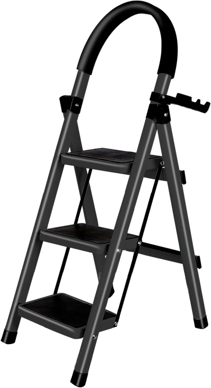 Leitertritt klappbar, Haushaltsleiter,mit Handläufen, 180 kg, Aluminiumleiter, Multifunktionsleiter