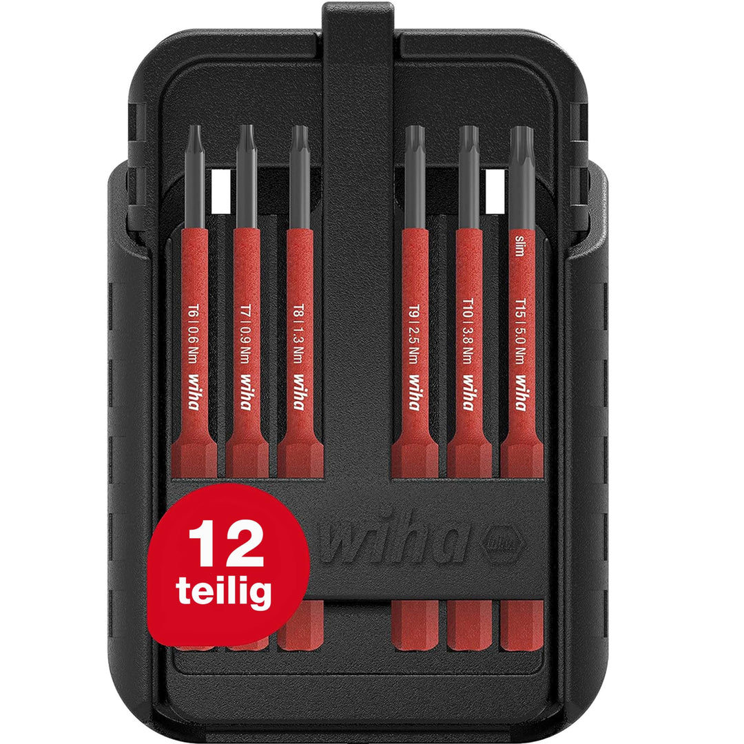 Wiha Bit Set slimBit electric TORX®, TORX PLUS® 12-tlg. I inkl. slimBit-Boxen und Gürtelhalter I fle