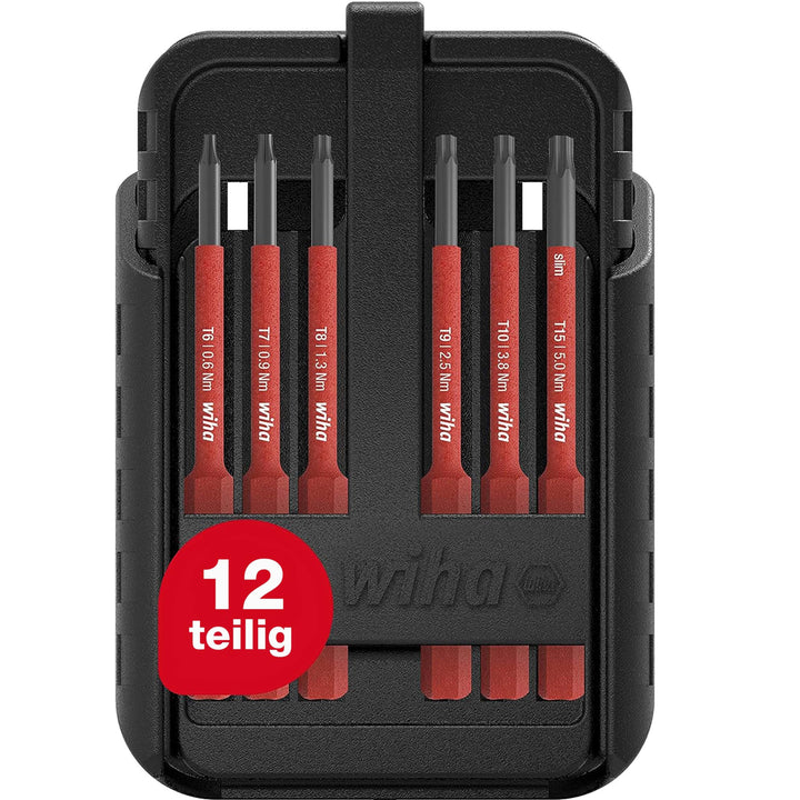 Wiha Bit Set slimBit electric TORX®, TORX PLUS® 12-tlg. I inkl. slimBit-Boxen und Gürtelhalter I fle