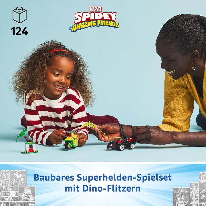 LEGO Marvel Actionspass mit Spin und Electro in ihren Dino-Flitzern, baubares Superheldenauto für Ju