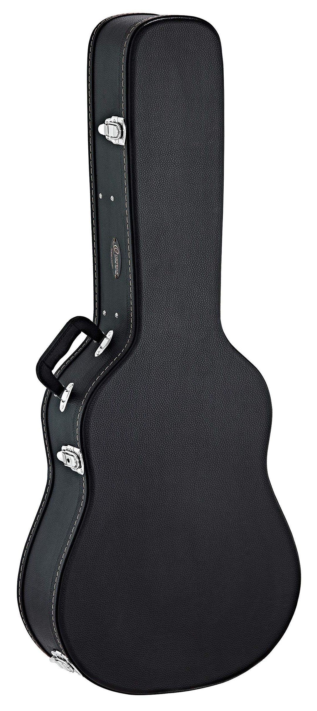 Ortega Guitars Gitarrenkoffer Classic - schwarz, flat top, Economy Series, Chrom Hardware, 120mm tie