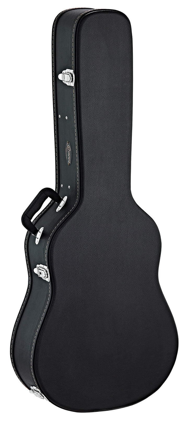 Ortega Guitars Gitarrenkoffer Classic - schwarz, flat top, Economy Series, Chrom Hardware, 120mm tie