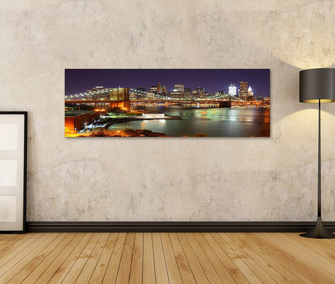 islandburner Bild auf Leinwand Blick Auf Das Stadtzentrum Von New York City Und Die Brooklyn Bridge