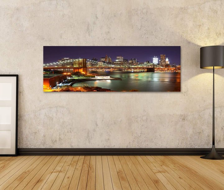 islandburner Bild auf Leinwand Blick Auf Das Stadtzentrum Von New York City Und Die Brooklyn Bridge