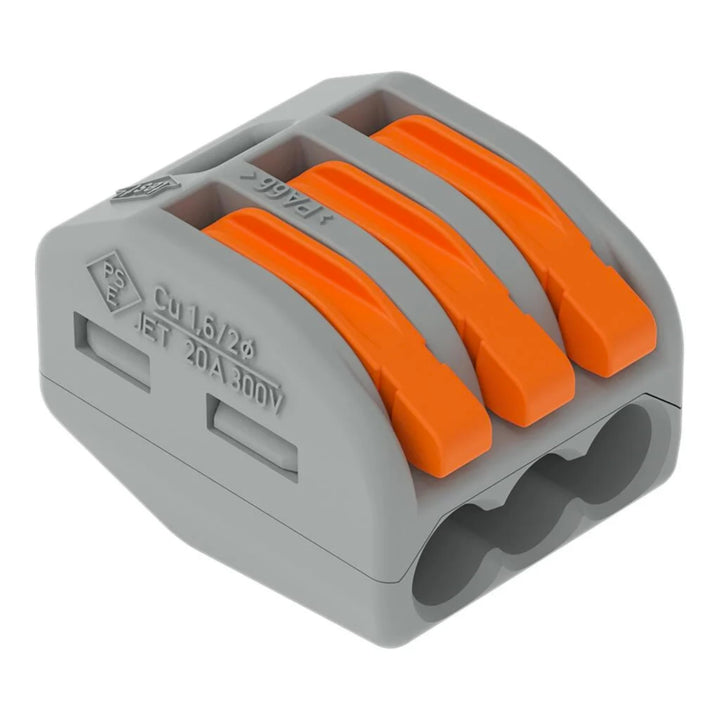 WAGO CLASSIC-Verbindungsklemmen 222-413 | 3 Leiter, bis 4 mm², 50 Stück, CLASSIC Kabelverbinder mit