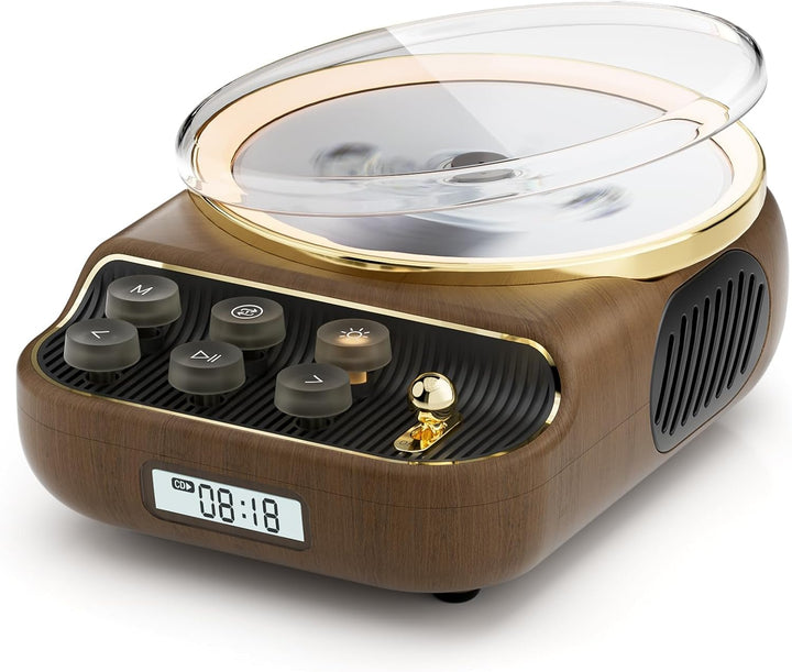 Retro CD Player Tragbar mit Bluetooth 5.3 Lautsprecher HiFi Sound Nachtlicht Staubschutz LED-Bildsch