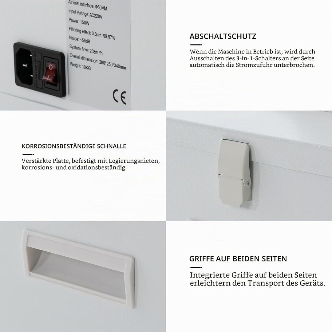 Lötrauchabsorber - Leistungsstarke 258m³/h 150W Absaugung, geräuscharmes, 3-stufiges Filtersystem mi