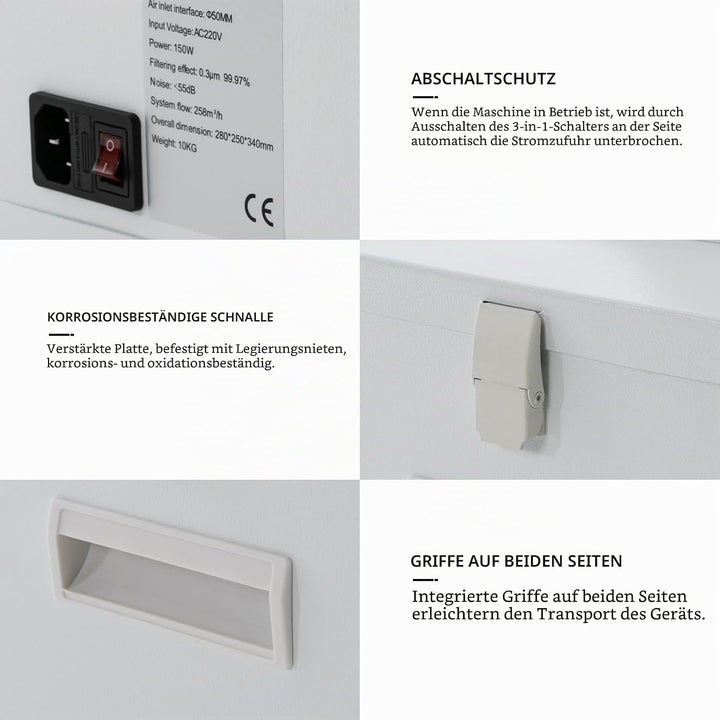 Lötrauchabsorber - Leistungsstarke 258m³/h 150W Absaugung, geräuscharmes, 3-stufiges Filtersystem mi