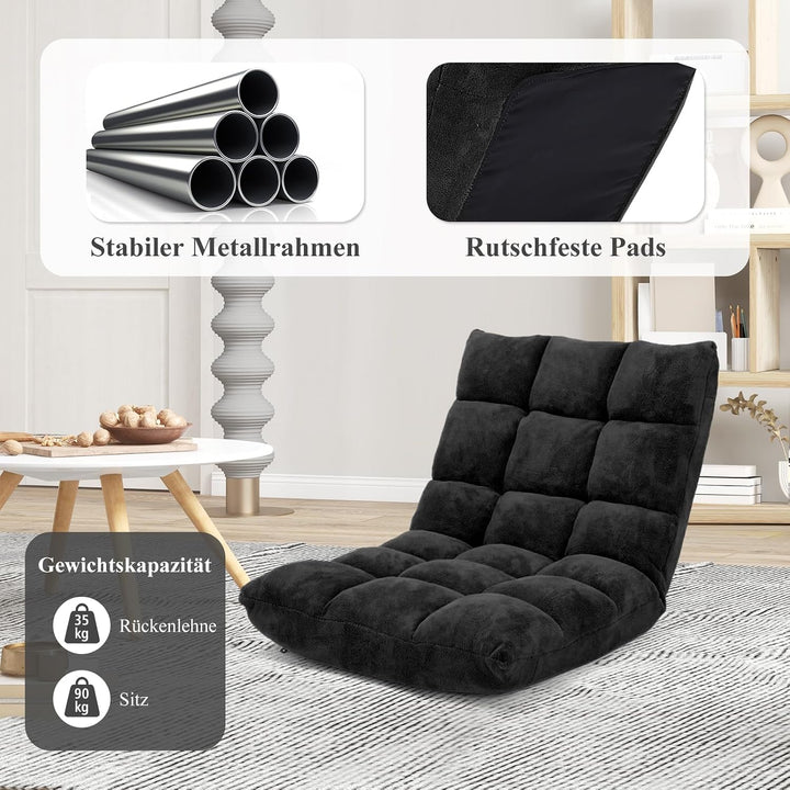 RELAX4LIFE Bodenstuhl Klappbar, Bodensessel mit Verstellbarer Rückenlehne &amp; Liegefunktion, Bodensitz