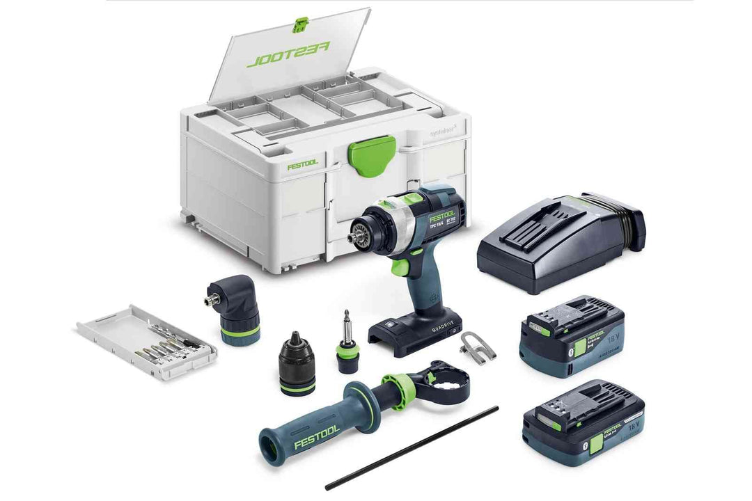 Festool Akku-Schlagbohrschrauber TPC 18/4 5,0/4,0 I-Set QUADRIVE (mit Akkupacks, Schnellladegerät, W