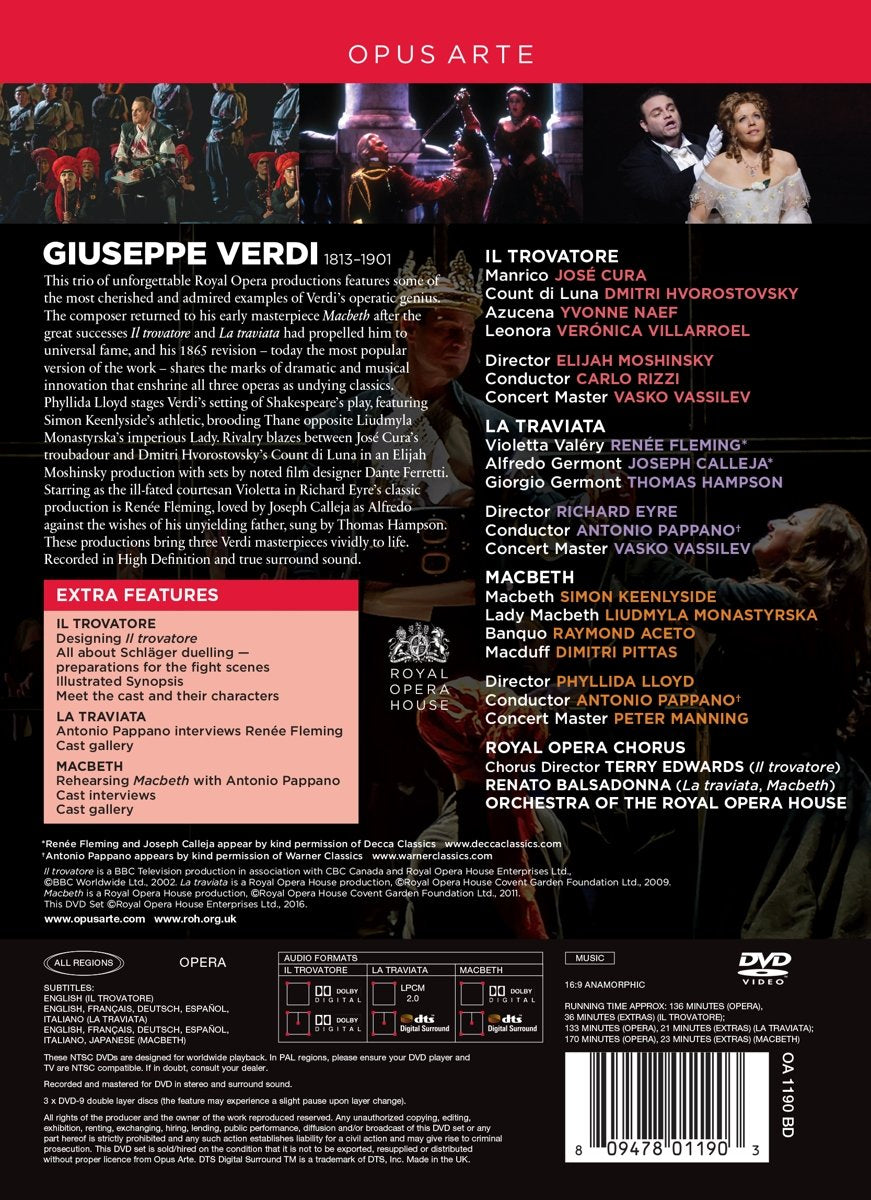Verdi: Il Trovatore / La Traviata / Macbeth (Royal Opera House), DVD