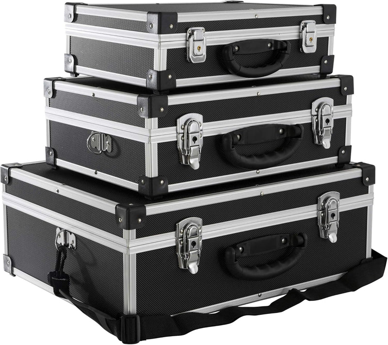 Arebos 3er Set Transportkoffer | 50 L Gesamtvolumen | abschliessbar | mit Tragegurt und Schloss | un