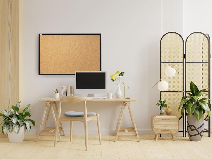 ALLboards Pinnwand mit Schwarzer Holz Rahmen 60x40cm Korktafel Korkwand Pinnwand Kork Farbiger Natur