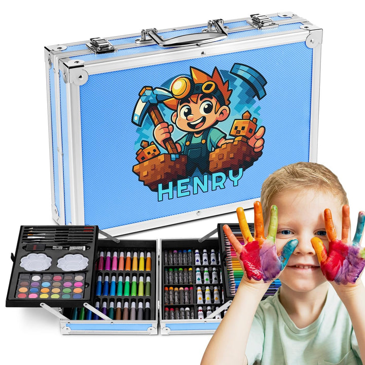 Maverton personalisiertes Kunstset für Kinder - 118-teilig Malkoffer - Buntstifte Koffer Set - Gesch