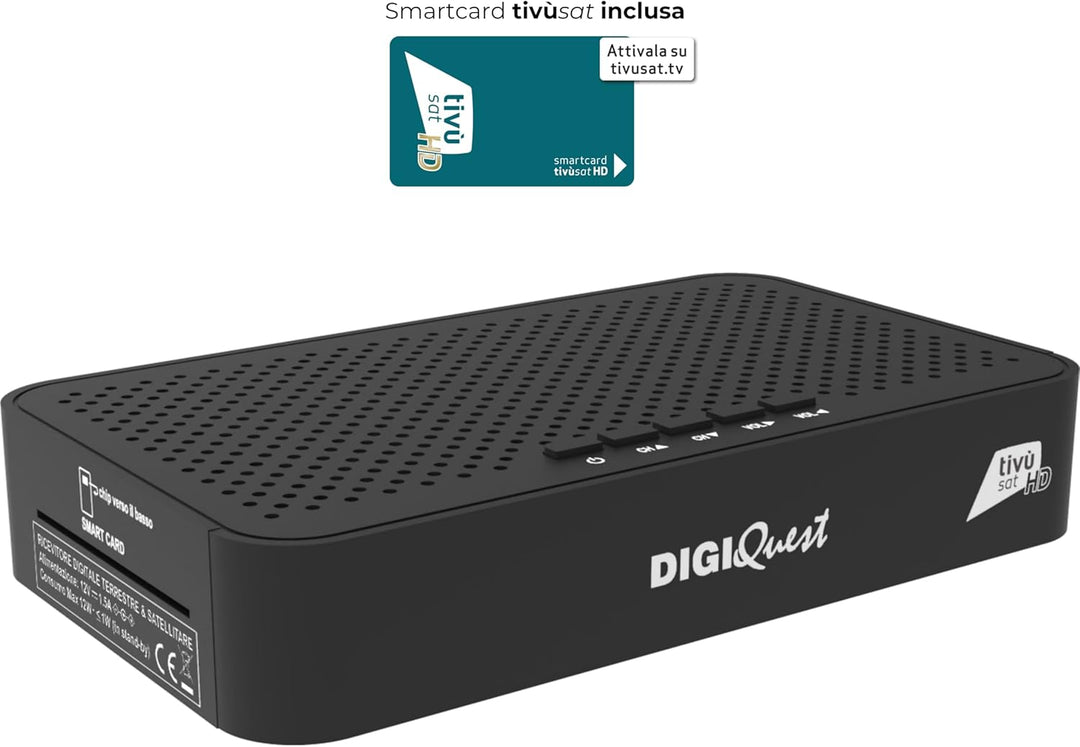 DIGIQUEST Combo-Decoder tivùsat Maximo | DVB-S2 und DVB-T2 | 2-in-1-Fernbedienung | tivùsat-Smartcar
