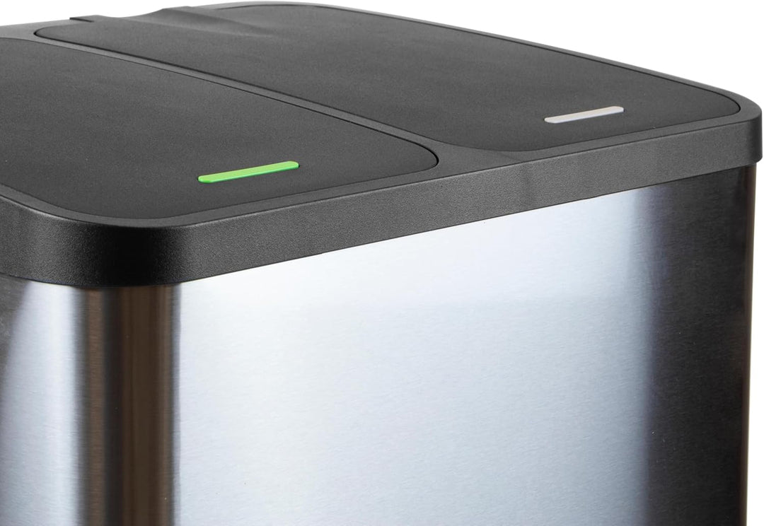 Emuca - Aussenbehälter mit 2 Fächern à 15 Liter, Treteimer, Abfallsammler, Edelstahl 15L 2 Fächern,