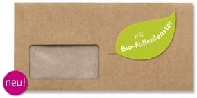100 Briefumschläge mit Fenster, Design-RC®, aus Recycling-Papier mit kompostierbarem Folienfenster i