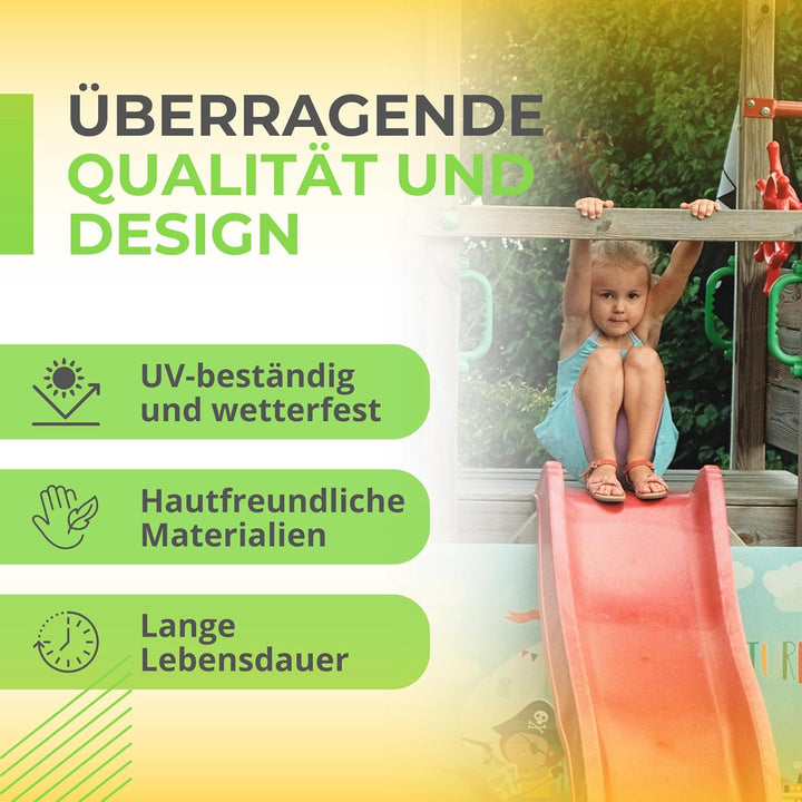 Spielturmking Kinderrutsche Wave 1,75 m Wasserrutsche Spielturm Wellenrutsche Gartenrutsche Anbaurut