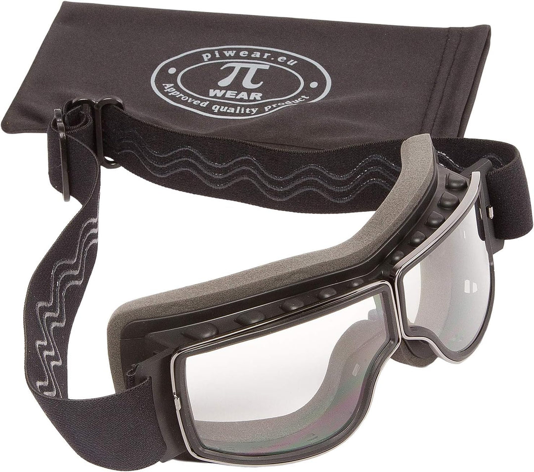 PiWear Nevada klar selbsttönend | retro Motorradbrille für Brillenträger Überbrille Schutzbrille für