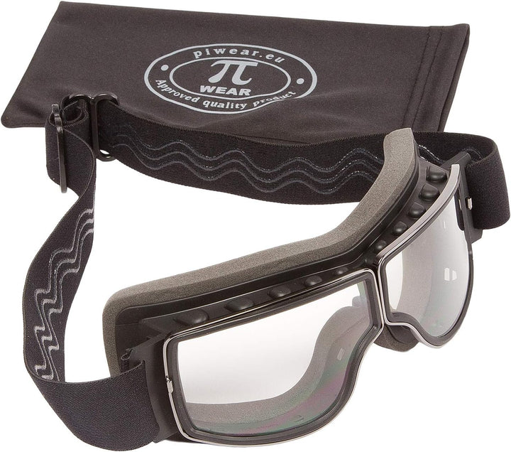 PiWear Nevada klar selbsttönend | retro Motorradbrille für Brillenträger Überbrille Schutzbrille für