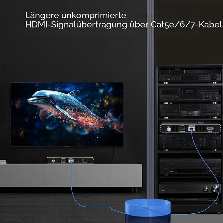 4K HDMI KVM Extender USB unkomprimiert 4K 60Hz HDR Single Over Cat5e/6 bis zu 300 Fuss 3 Ports USB 2