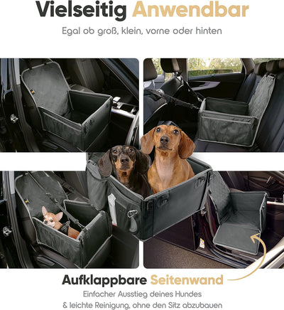 HELDENWERK Extra Stabiler Hunde Autositz -Verstärkte Wände und 5 Gurte - Wasserdichter Hundeautositz