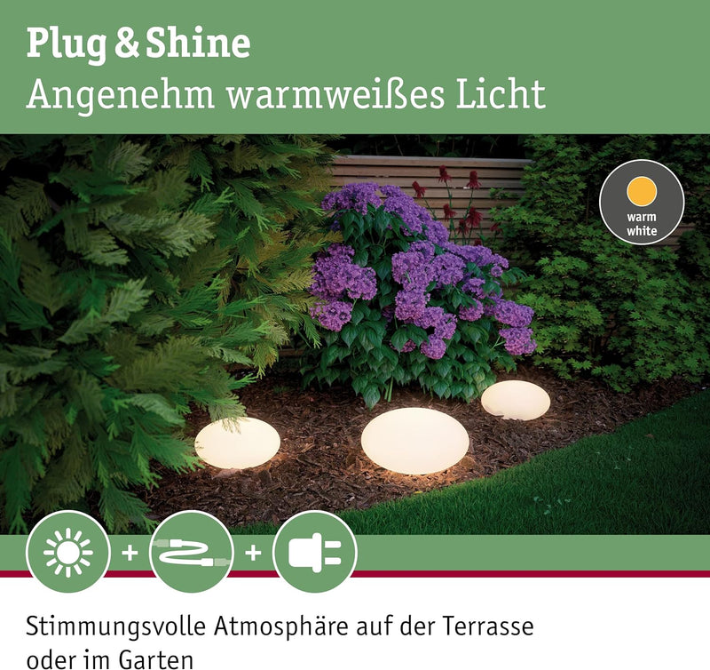 Paulmann 94175 Plug & Shine Lichtobjekt Stone IP67 3000K 235lm 24V Kugelleuchte Aussenleuchte Garten