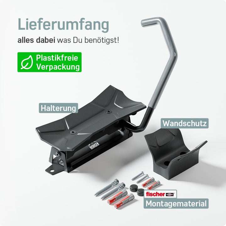 Borgen Fahrrad Wandhalterung Schwenkbar bis 35kg - Platzsparende Fahrradhalterung Wand Vertikal - In