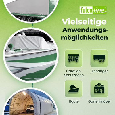 Fulcoline Abdeckplane 700g (Weiss, 2,40 m x 2,00 m) mit Saum und Ösen – Handgefertigt & Robust – Abd