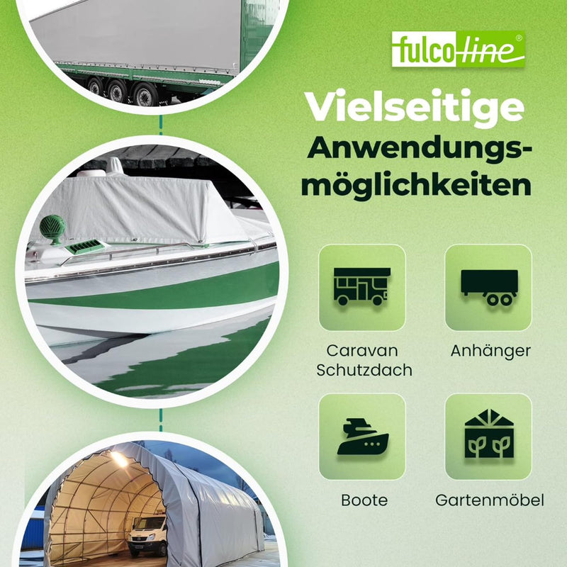 Fulcoline Abdeckplane 700g (Weiss, 2,40 m x 2,00 m) mit Saum und Ösen – Handgefertigt & Robust – Abd