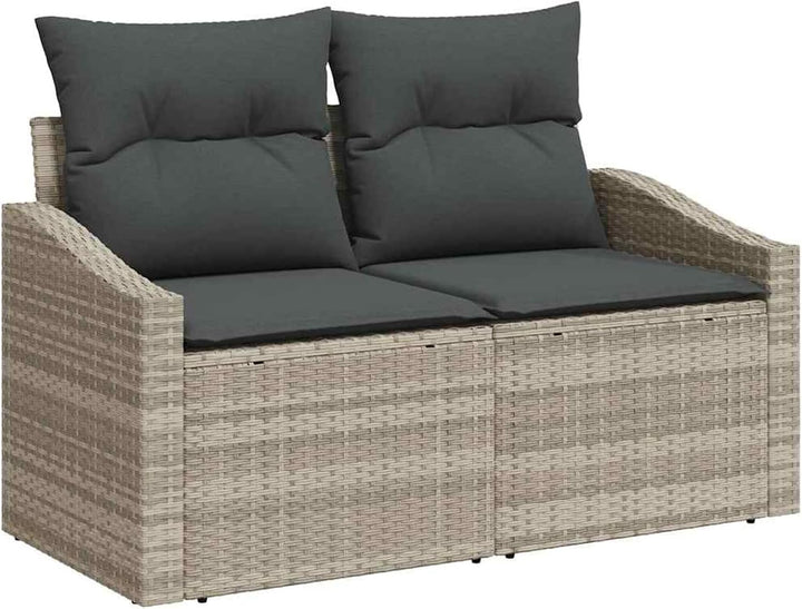 Homgoday Garten-Sofa-Set Hellgrau Poly-Rattan, Komfortabel &amp; Wetterfest für Terrasse &amp; Garten