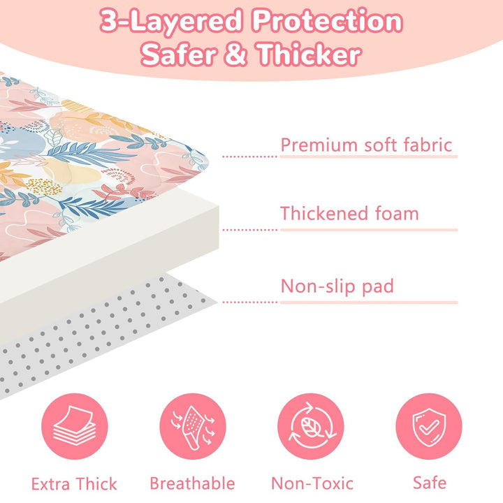 Spielmatte Baby 127×127cm mit Rutschfest, Extra Dicke 2cm Weiche Krabbelmatte Baby, Faltbar Krabbeld