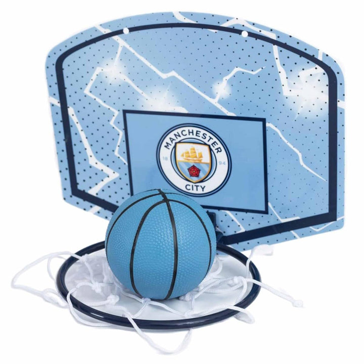 Hy-Pro Manchester City Mini-Basketball-Set – Basketballkorb, Ring und Ball für den Innenbereich – Mi