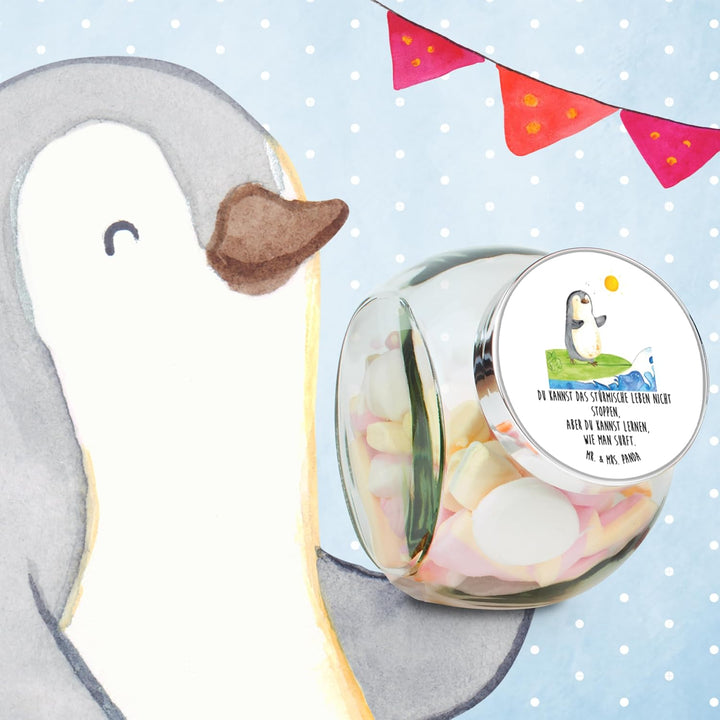 Mr. & Mrs. Panda keksdose glas Pinguin Surfer XL 2000ml - Geschenk, Teedose, Urlaub, Portugal, Vorra