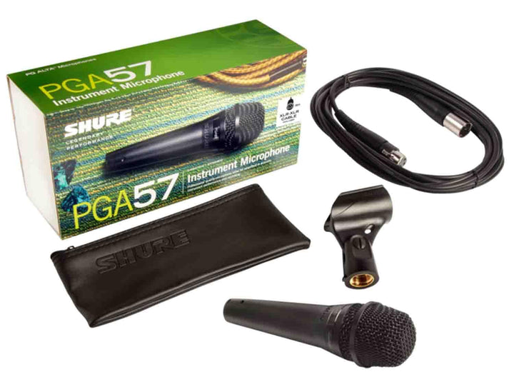 Shure PGA57 Dynamisches Instrumentenmikrofon mit Nierencharakteristik, inkl. XLR-Kabel Schwarz PGA57
