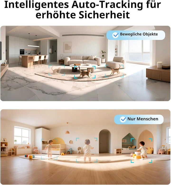 SONOFF Indoor Überwachungskamera 1080P, CAM-PT2 Schwenk-/Neige-WLAN-Kamera mit 360°-Sicht, Bewegungs