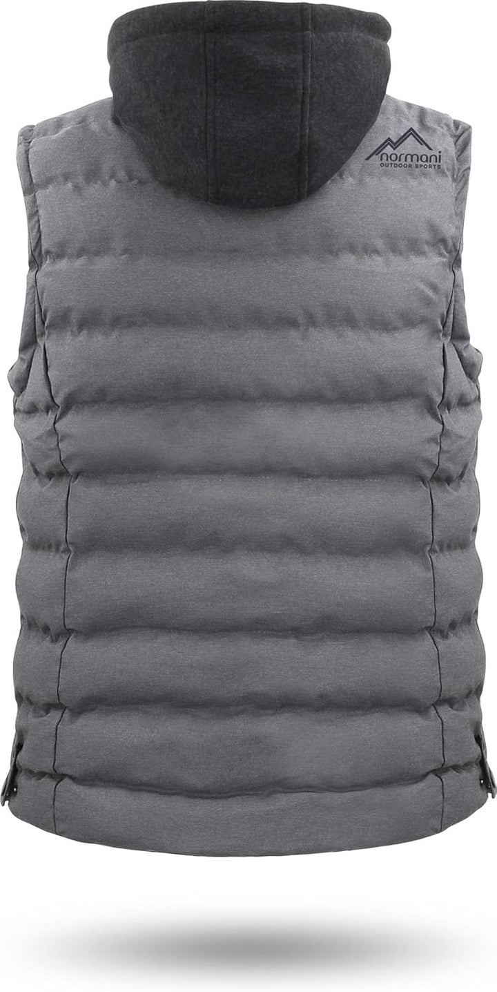 normani Herren Weste Steppweste mit Swaet Kapuze und Stehkragen - Outdoor Weste mit wasserdichten Re