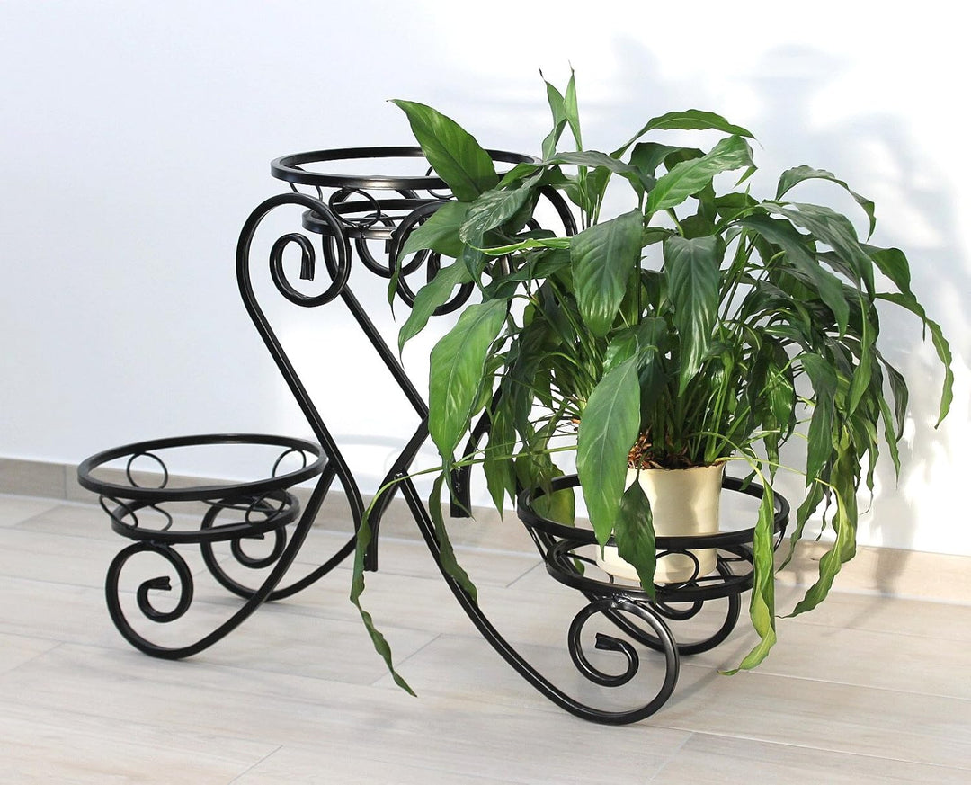 DanDiBo Blumentreppe Metall Schwarz 89 cm Blumenständer mit 3 Ablagen KW403 Blumensäule Pflanzsäule