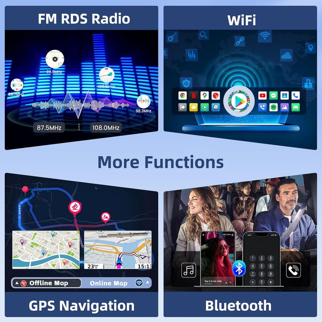Hikity 4+64GB Android 15 Autoradio für VW Golf 5 6 Passat Polo Tiguan Touran Caddy Skoda, Bildschrim