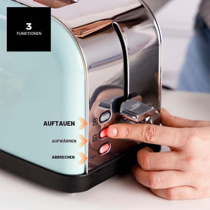 Taurus – Toaster Vintage II Mint 950W | 2 Schlitze 135x35mm | 7 Bräunungsstufen | 3 Funktionen | Ede