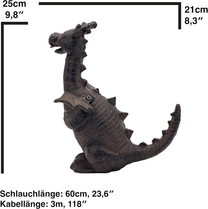 Wasserspeier Drache Figur - Drachen Deko Garten - Wasserspiel Garten Deko - Gartenteich Becken Figur