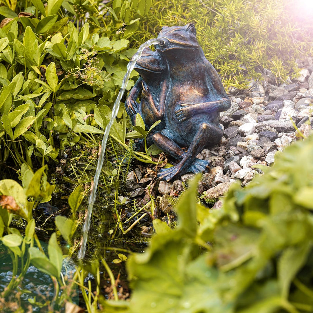 Wasserspeier Figur Froschpaar aus Kunststein - (L x B x H): ca. 200 x 150 x 220 mm - Schlauchanschlu