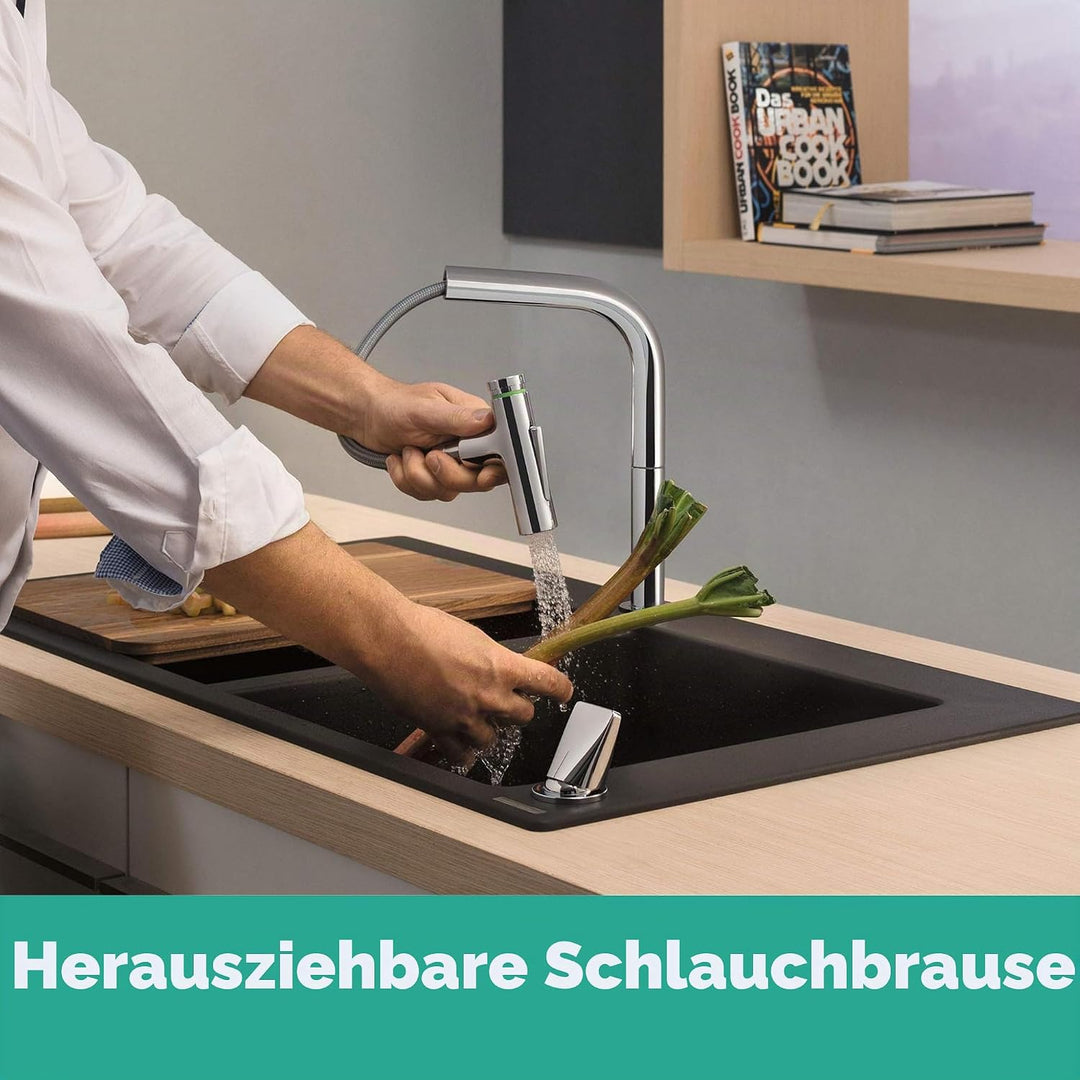 hansgrohe Küchenarmatur Select 2-Loch mit Schlauchbox (Wasserhahn Küche 110° oder 150°schwenkbar, ho