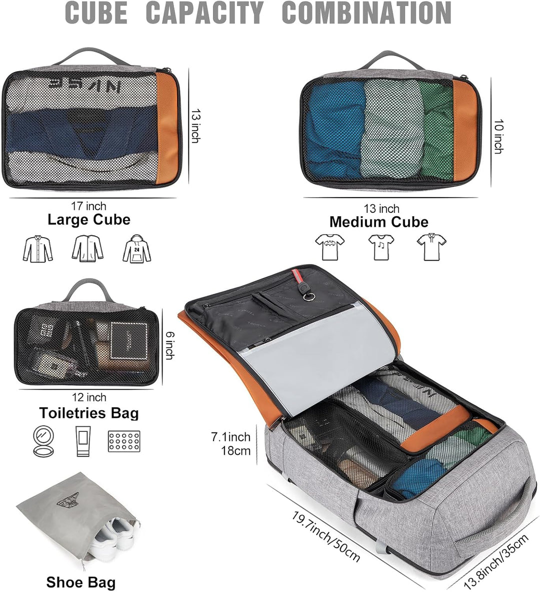Tzowla ReiseRucksack Laptop Handgepäck Rucksack 40l für Damen und Herren,Fluggenehmigung,Grosses Fas