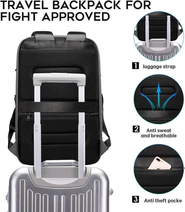 BANGE Laptop Business Männer Rucksack Wasserdicht Grosse Kapazität Externe Lade Port Tasche Grau Mod