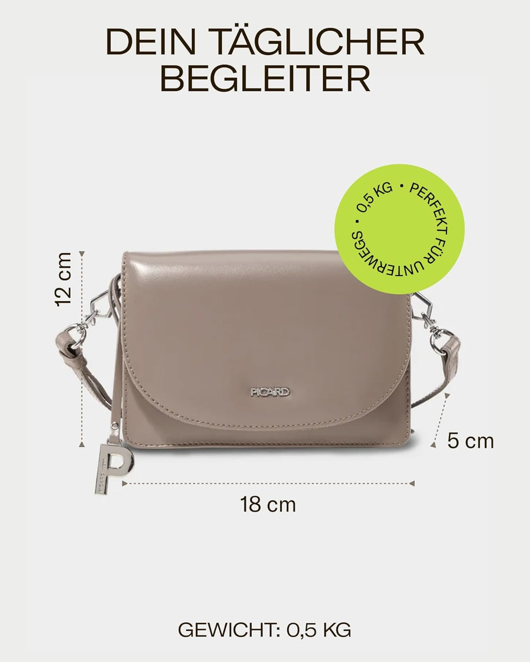 Picard Damen Schultertasche BERLIN aus Rindsleder Klein | mit Magnetverschluss | Schultertasche | Al