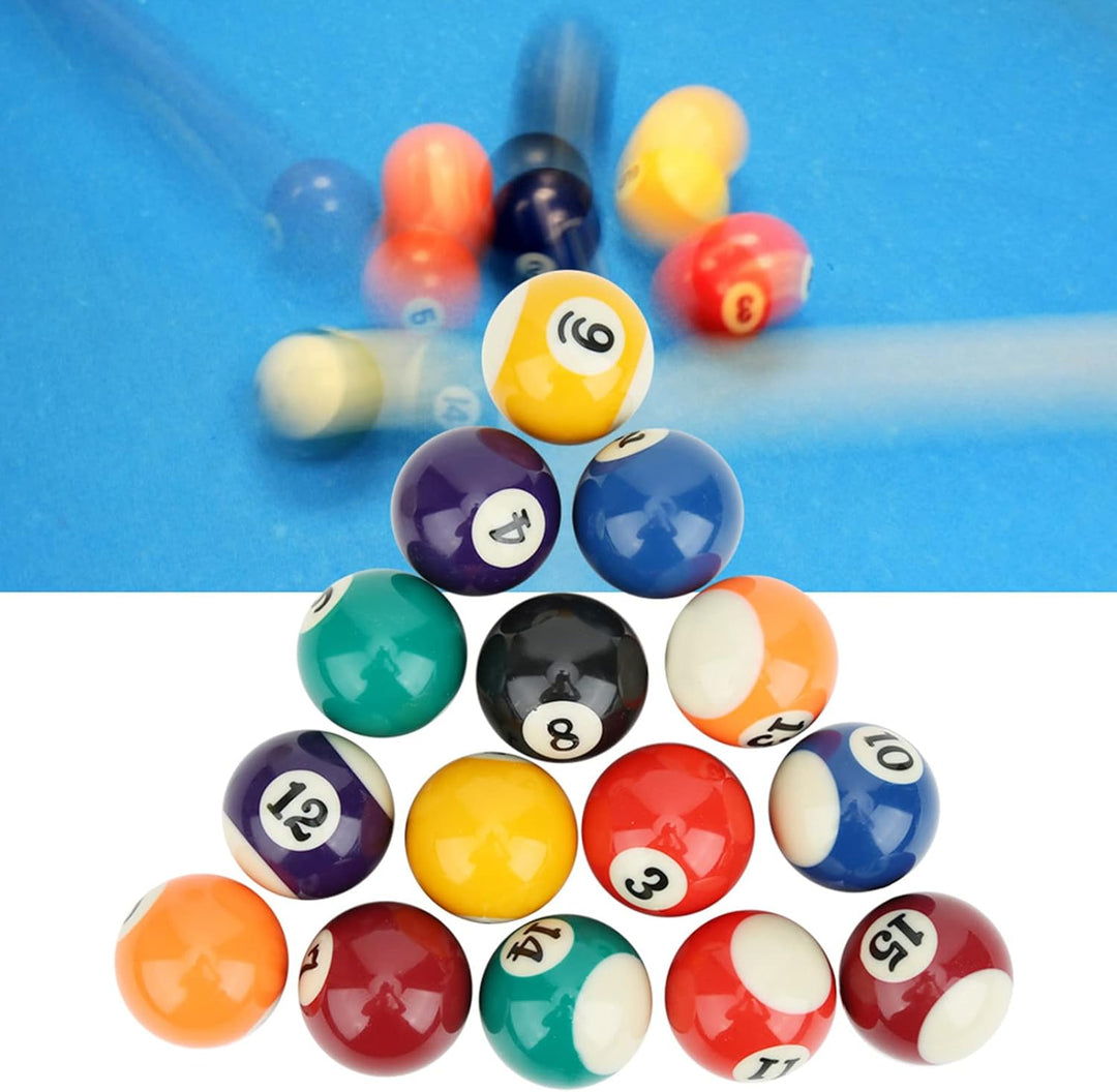 Billardkugel Set, Mini Tisch Snooker Bälle Kit aus Kunstharz, 16 Stück 38mm Umweltfreundliche Billar