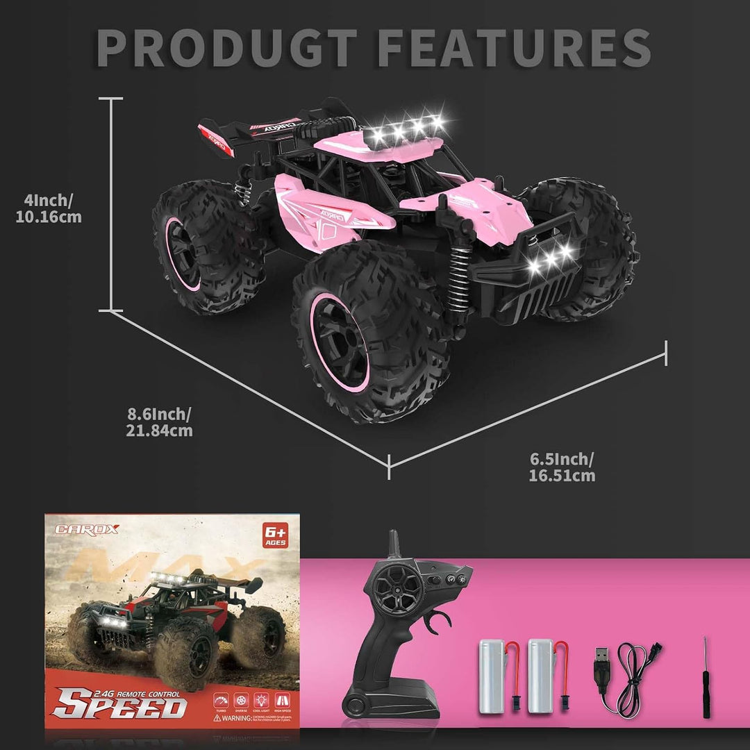 Carox Ferngesteuertes Auto,2.4 GHz 25 km/h RC Auto,1:18 Off Road Monstertruck mit Scheinwerfer und F