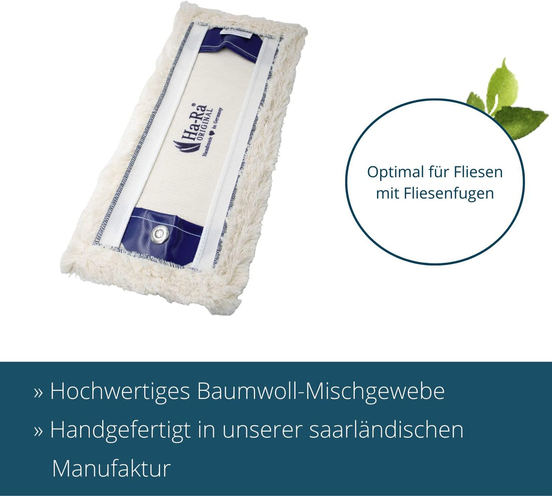 Ha-Ra Bodenwischtuch weiss lang I langlebiger Boden-Wischer zur Reinigung für Böden & Wände I Bezug